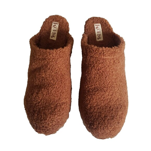 Korks by Kork Ease Studded Teddy Round Toe Block Heel Slip On Clogs Brown Sz 10M - Picture 3 of 11